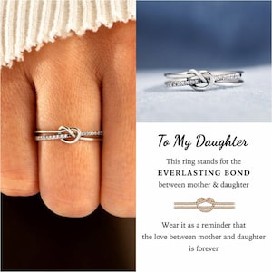 To My Daughter Double Band Knot Ring, Sterling Silver Promise Ring Women, Birthday Gift from Mom, Wedding Gift for Her, Mother's Day Gift