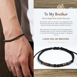 To My Brother, I Love You Morse Code Bracelet, Secret Message Bracelet for Men Women, Gift from Sister, Christmas Gift,Birthday Gift for Him