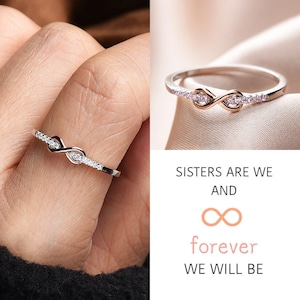 To My Sister Infinity Ring,Sisters Are We Forever Love Knot Ring,Sterling Silver Ring Women,Bestie Friendship Gift,Best Friend Gift for Her