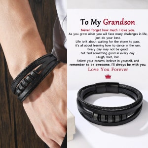 To My Grandson Leather Wrap Bracelet, I Will Always Be With You ...