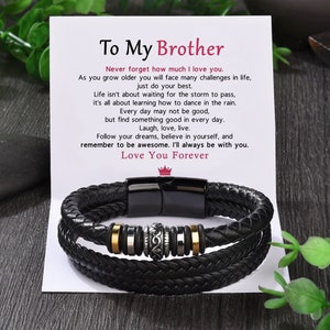 To My Brother Leather Wrap Bracelet, I Will Always Be With You Cuff Bracelet Men, Birthday Gift from Sister, Graduation Gift, Christmas Gift