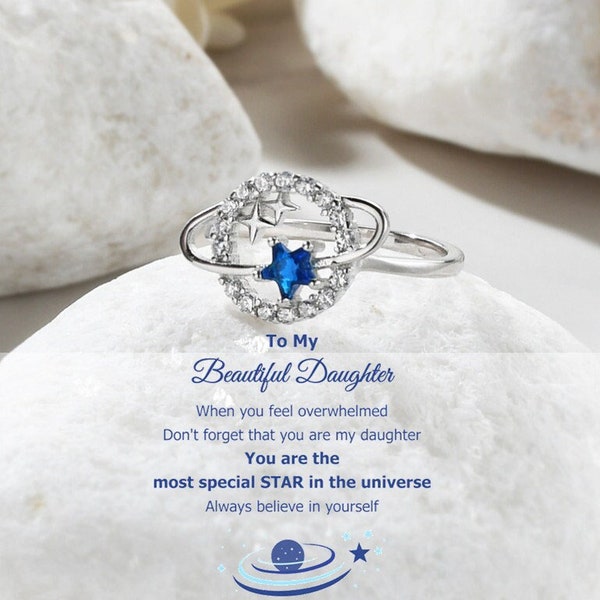 To My Daughter Special Star Planet & Stars Ring, Sterling Silver Ring for Women, Birthday Gift from Mom, Best Friend Gift, Mother's Day Gift