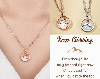 Keep Climbing Mountain Necklace, Mustard Seed Necklace Women, Daughter Birthday Gift from Mom, Inspiration Gift, Religious Christian Gift