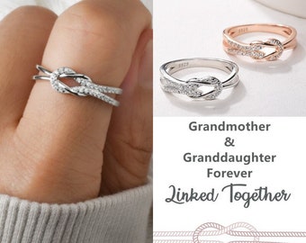 Grandmother & Granddaughter Infinity Knot Ring, Silver Promise Ring Women, Wedding Gift, Graduation Gift from Grandma, Birthday Gift for Her