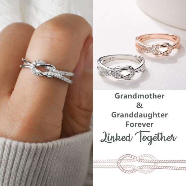 Grandmother & Granddaughter Infinity Knot Ring, Silver Promise Ring Women, Wedding Gift, Graduation Gift from Grandma, Birthday Gift for Her