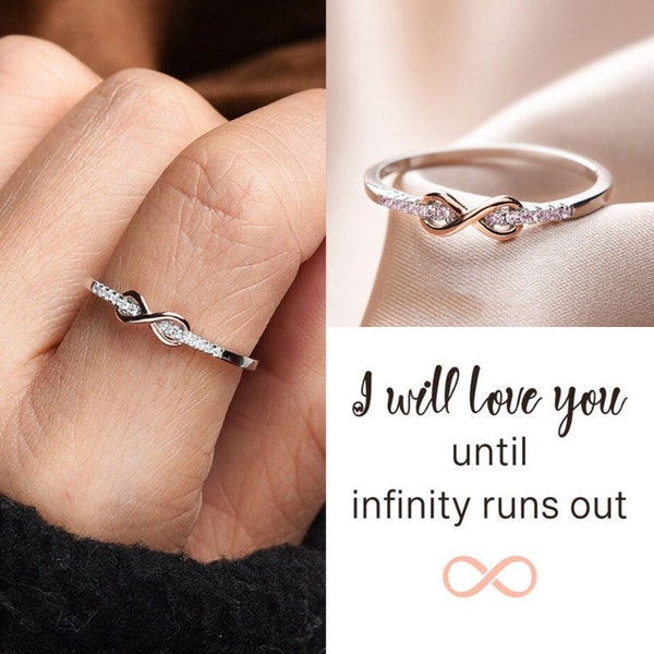 Love You Until Infinity Ring, Forever Linked Together Ring, Sterling Silver Promise Ring, Birthday Gift, Mother's Day Gift, Valentines Gift