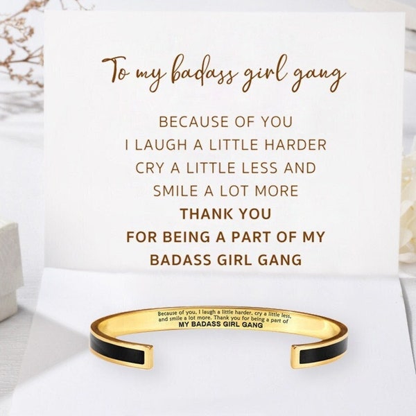 My Badass Girl Gang Enamel Cuff Bangle, Friendship Boho Bracelet Women, Birthday Gift, Best Friend Gift, Bridesmaid Gift, Graduation Gift