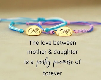 The Love Between Mother & Daughter Pinky Promise Bracelet, Hand In Hand Bracelet, Best Friend Gift, Birthday Gift, Wedding Christmas Gift