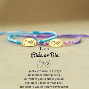 To My Ride Or Die Pinky Promise Bracelet, Hand In Hand Friendship Bracelet, Best Friend Gift, Birthday Gift from Mom, Wedding Christmas Gift