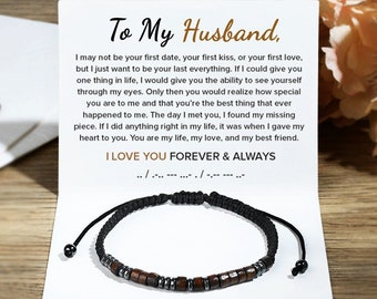 To My Husband, I Love You Forever & Always Morse Code Bracelet, Secret Message Bracelet, Soulmate Gift, Christmas Gift, Valentines Gift