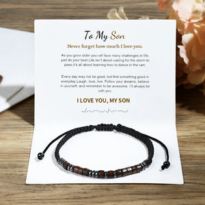 To My Son, I Love You Morse Code Bracelet, Secret Message Bracelet for Men Women,Son Gift from Mom Dad, Chrismas Gift, Birthday Gift for Him