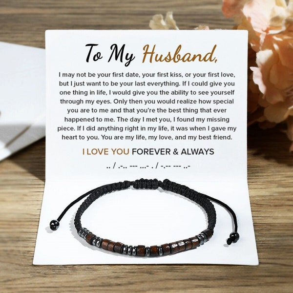 To My Husband, I Love You Forever & Always Morse Code Bracelet, Secret Message Bracelet, Soulmate Gift, Christmas Gift, Valentines Gift