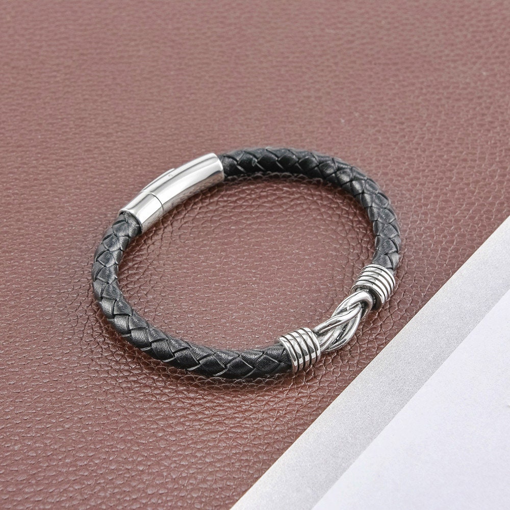 To My Son Infinity Knot Leather Bracelet, Forever Linked Together
