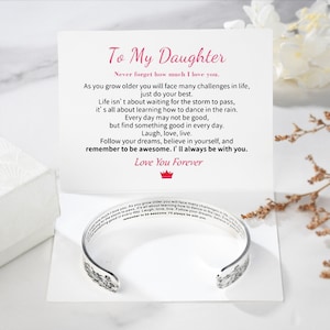 To My Daughter Cuff Bracelet,I Will Always Be With You,Personalized Custom Gift,Daughter Graduation Gift from Mom Dad,Birthday Gift for Her