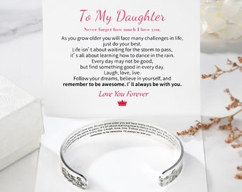 To My Daughter Cuff Bracelet,I Will Always Be With You,Personalized Custom Gift,Daughter Graduation Gift from Mom Dad,Birthday Gift for Her