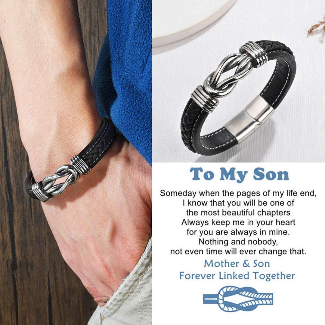 To My Son Infinity Knot Leather Bracelet, Forever Linked Together ...