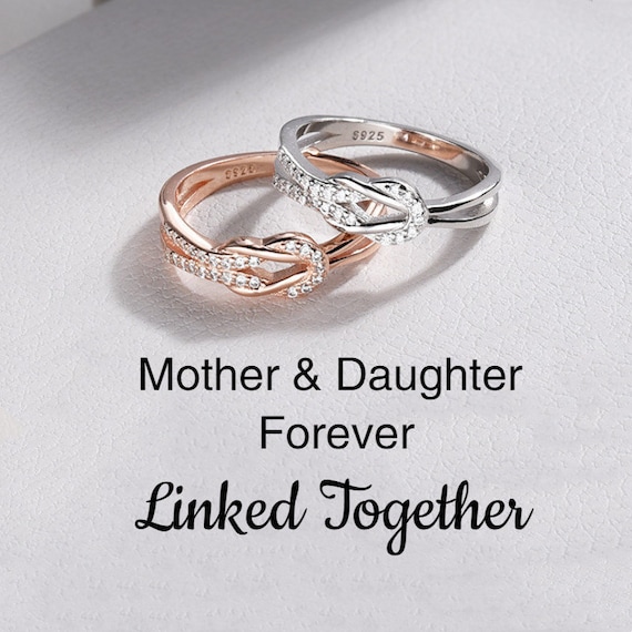 Mother Daughter Square Knot Ring Infinity Love Knot Ring