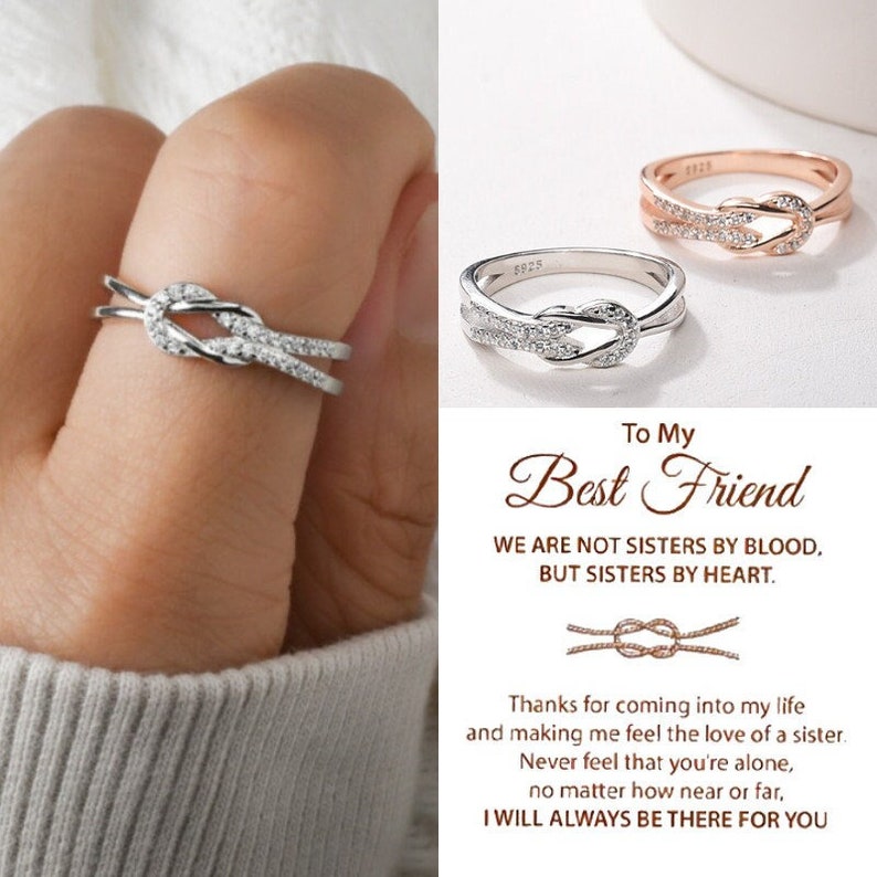 To My Best Friend Infinity Knot Ring, Friendship Love Knot Ring Women, Sterling Silver Ring, Best Friend Gift, Wedding Gift, Birthday Gift image 1