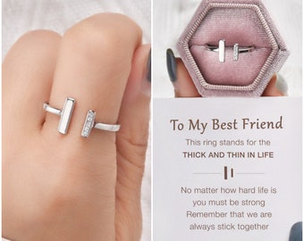 To My Best Friend Thick And Thin Ring,I'll Always Stick With You Ring,Silver Ring,Bestie Friendship Gift,Graduation Birthday Gift for Her