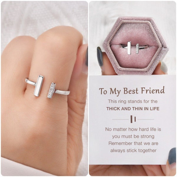 To My Best Friend Thick And Thin Ring,I'll Always Stick With You Ring,Silver Ring,Bestie Friendship Gift,Graduation Birthday Gift for Her