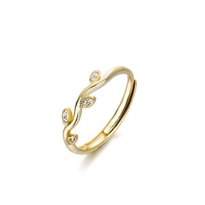 Keep Going Keep Growing Tree Leaf Ring, A Self-Reminder Ring Women, Sterling Silver Adjustable Ring, Birthday Gift from Mom, Graduation Gift Gold