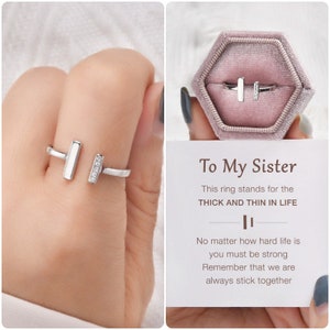 To My Sister Thick And Thin Ring,I'll Always Stick With You Ring,Sterling Silver Ring Women,Friendship Gift,Graduation Birthday Gift for Her