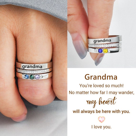 Zeekisfia Personalized Mother Daughter Rings Custom Engraved Mom Daughter Grandma  Ring with 1-4 Birthstones Names Customized Anniversary Promise Rings for  Couples Women Wife - Yahoo Shopping