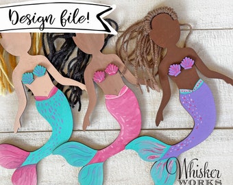 LASER FILE - Mermaid Self Portrait Kid Craft - Instantly download a file to make this yourself!