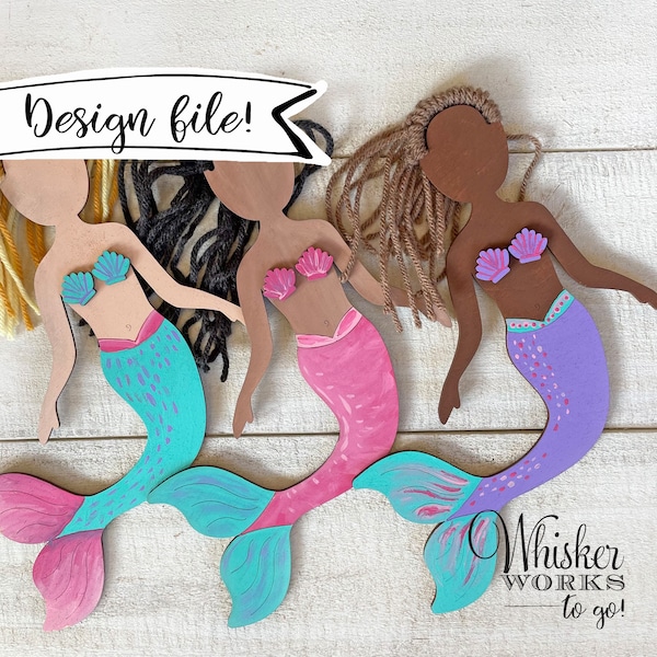 LASER FILE - Mermaid Self Portrait Kid Craft - Instantly download a file to make this yourself!