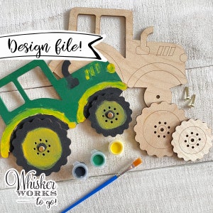 LASER FILE - DIY Farm Tractor Kids Craft - Interactive Craft for Glowforge Users