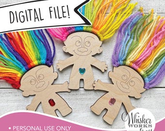 LASER FILE - Troll Yarn Kid Craft - Instantly download a file to make this yourself!