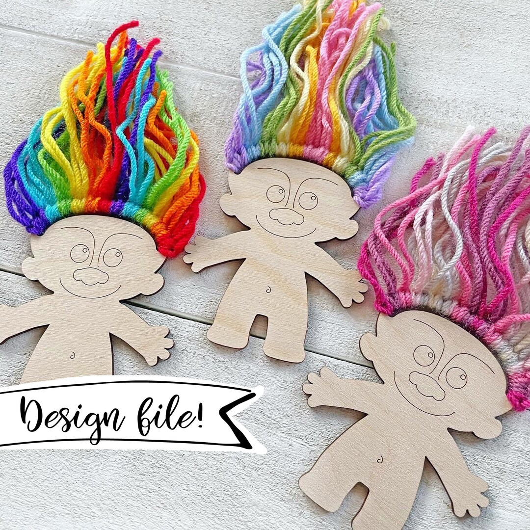 LASER FILE Troll Yarn Kid Craft Instantly Download a File to Make This