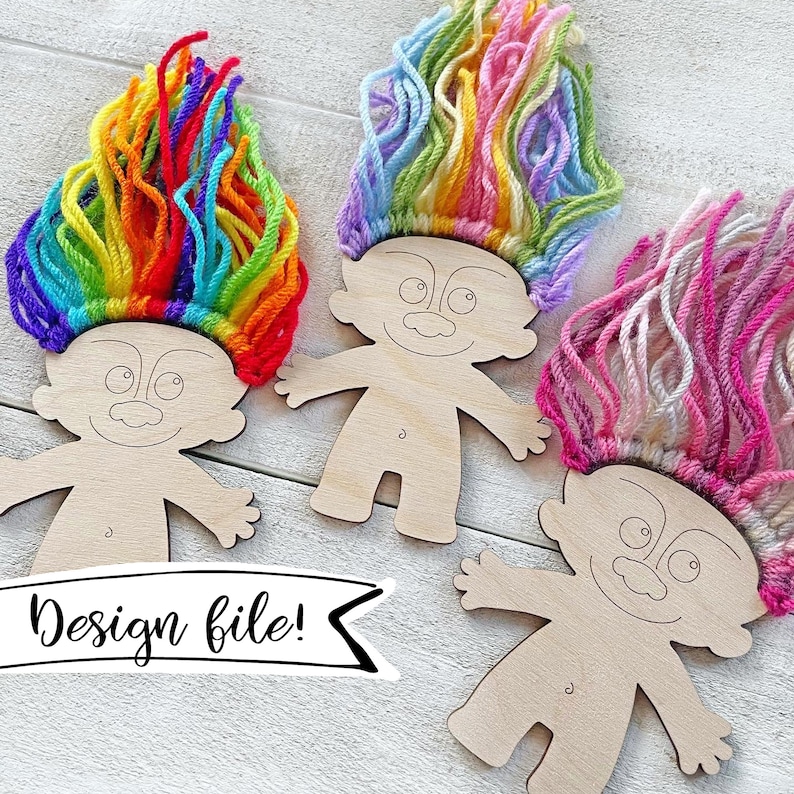 LASER FILE Troll Yarn Kid Craft Instantly download a file to make this yourself image 1