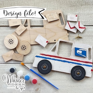 ARQUIVO LASER - DIY Postal Truck Kids Craft - Artesanato interativo para usuários do Glowforge