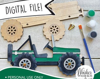 LASER FILE - DIY Jeep Truck Kids Craft - Interactive Craft for Glowforge Users