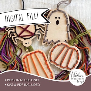 ARCHIVO LÁSER - Manualidad para niños con formas de Halloween: ¡descarga un archivo instantáneamente para hacer esto tú mismo!