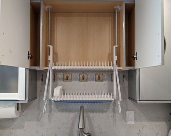 Drip Dry Dish Drying Rack in-Cabinet Over Sink.  Minimalist Dish Rack