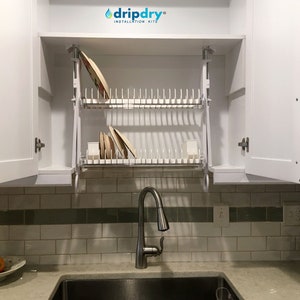 Drying Racks Above Sink Inside Kitchen Cabinet. Hidden Cabinet Dish Rack to  Fit All Cabinets 