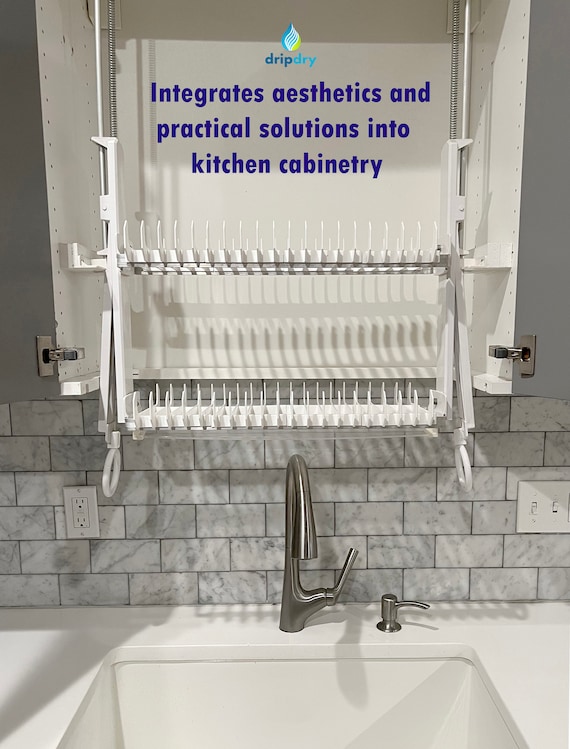 Drying Racks Above Sink Inside Kitchen Cabinet. Hidden Cabinet Dish Rack to Fit All Cabinets Etsy