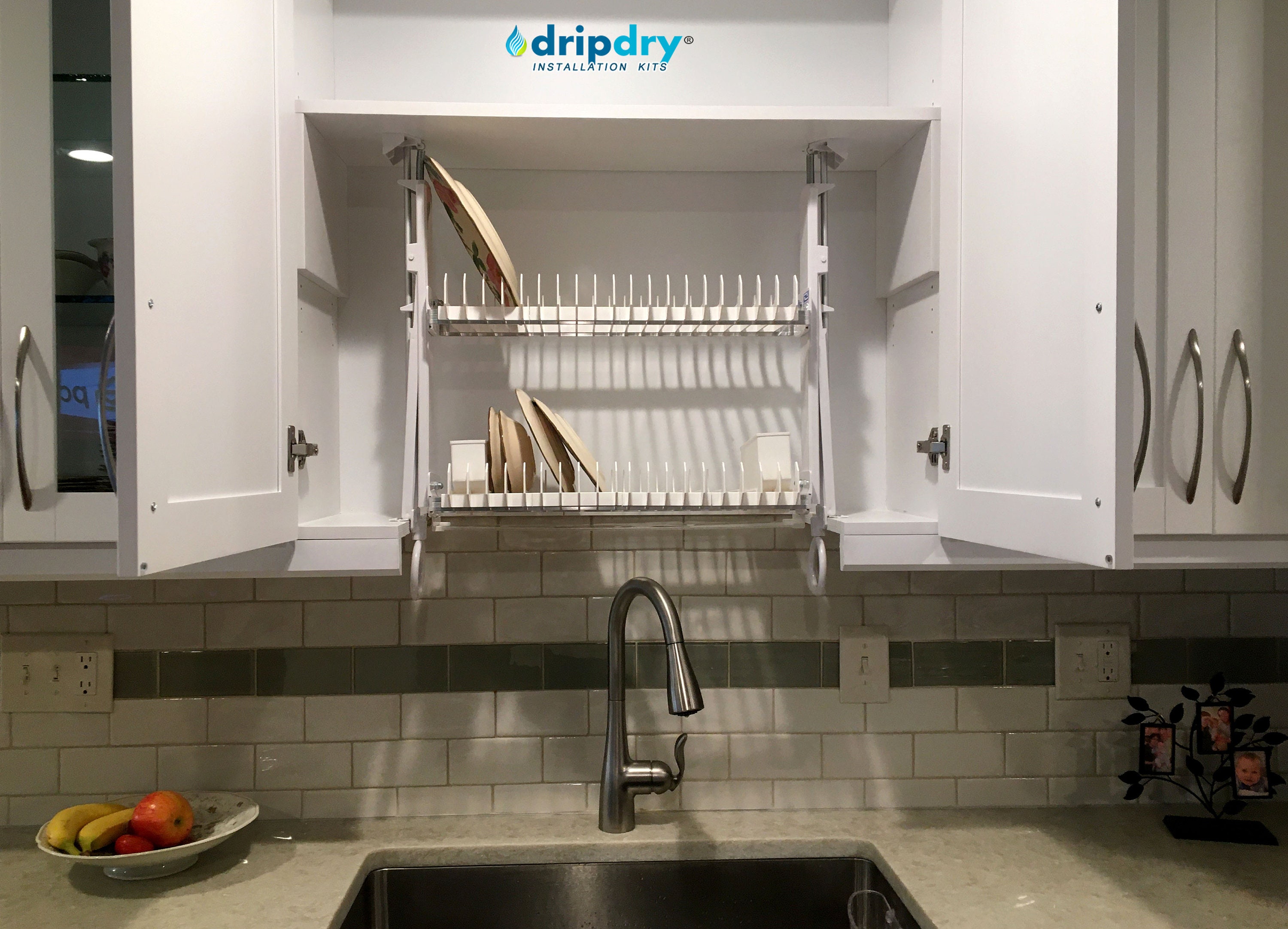 European Dish Rack Above the Sink. Dish Drying Rack Built Inside the  Cabinet 