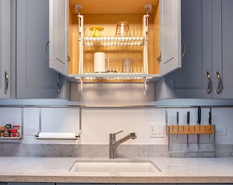 European Dish Rack Above the Sink. Dish Drying Rack Built Inside the  Cabinet 