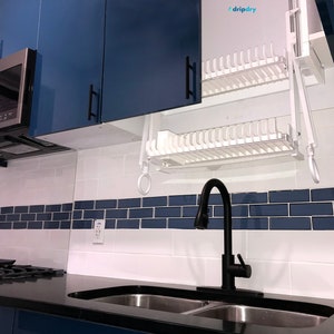 Drying Racks Above Sink Inside Kitchen Cabinet. Hidden Cabinet