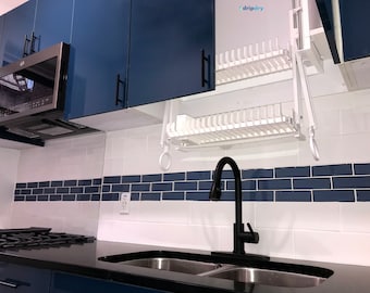 Drying Racks Above Sink inside Kitchen Cabinet. Hidden Cabinet Dish Rack to Fit All Cabinets