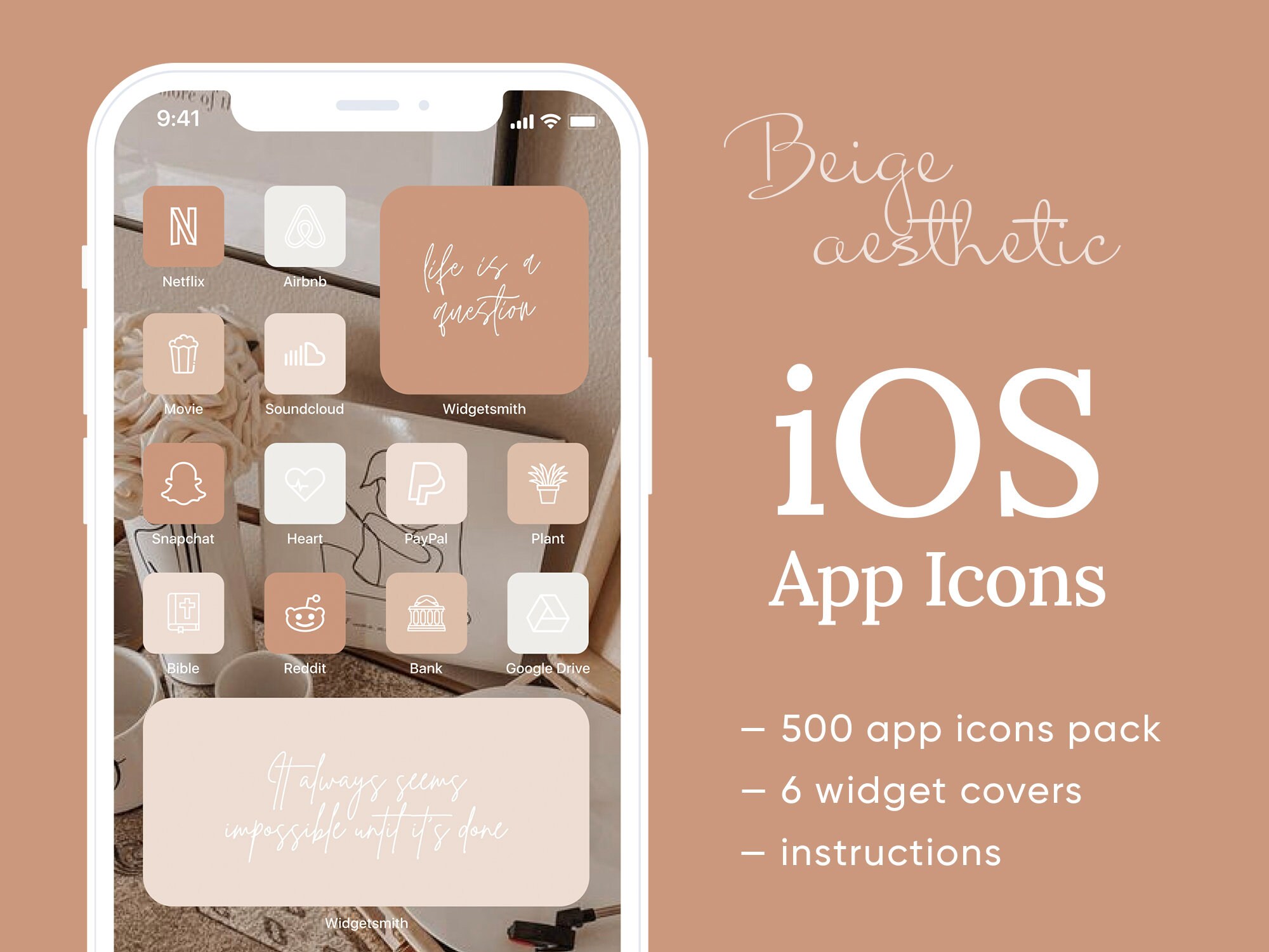 Beige App Icons For Ios 14 Minimalist Icon Theme Pack Iphone Etsy