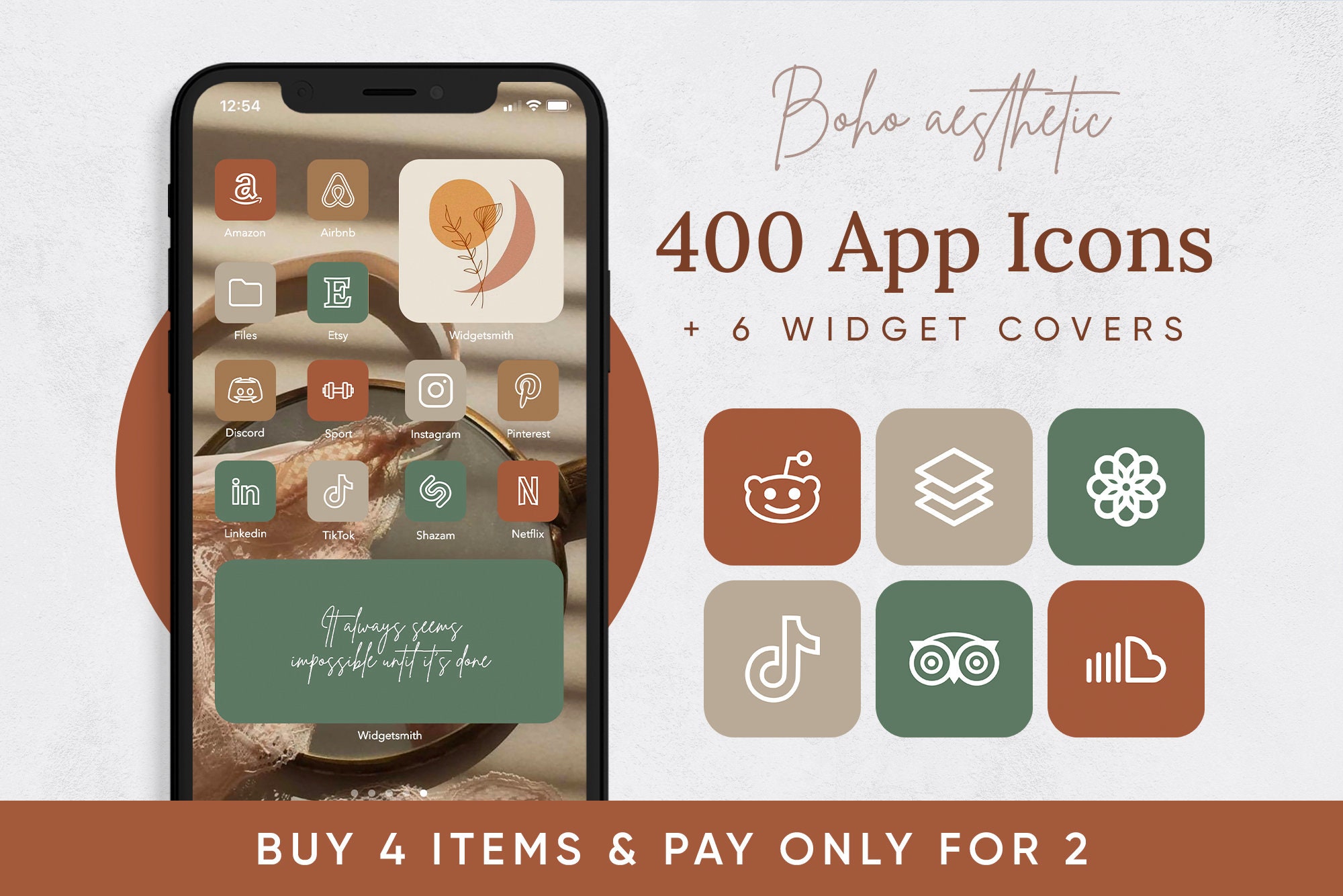 Boho App Icons for iOS 14 Autumn Boho Icon Theme Pack iPhone Etsy