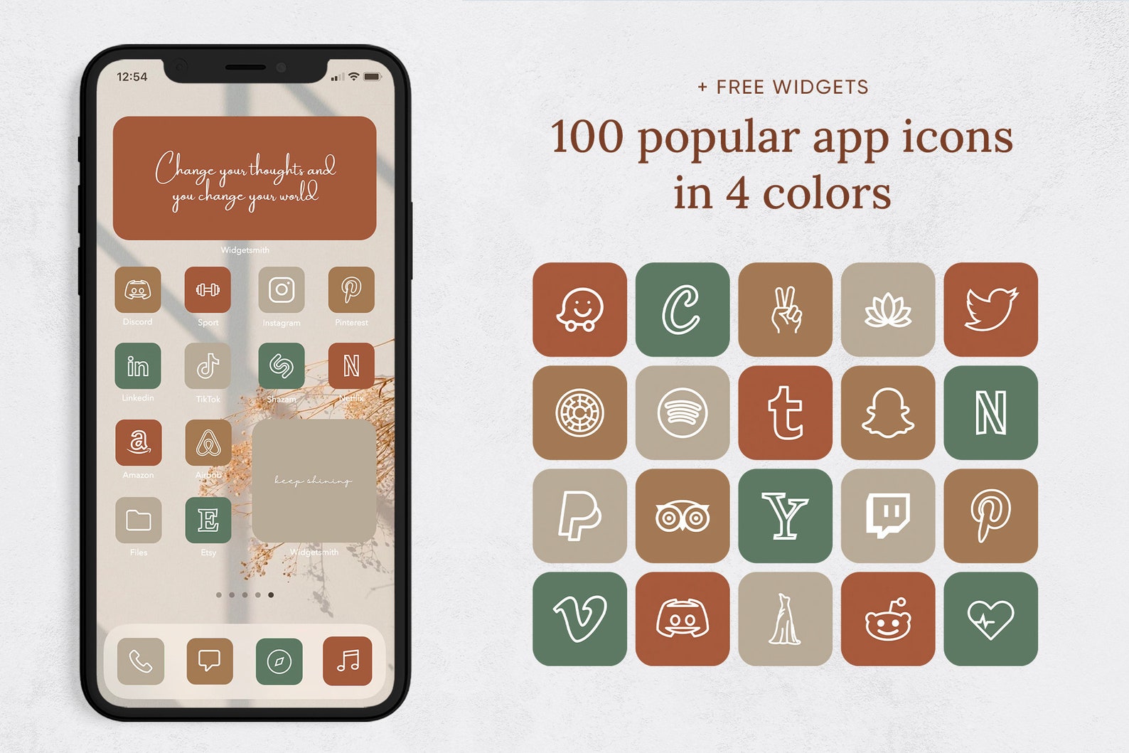 Boho App Icons for iOS 14 Autumn Boho Icon Theme Pack iPhone Etsy
