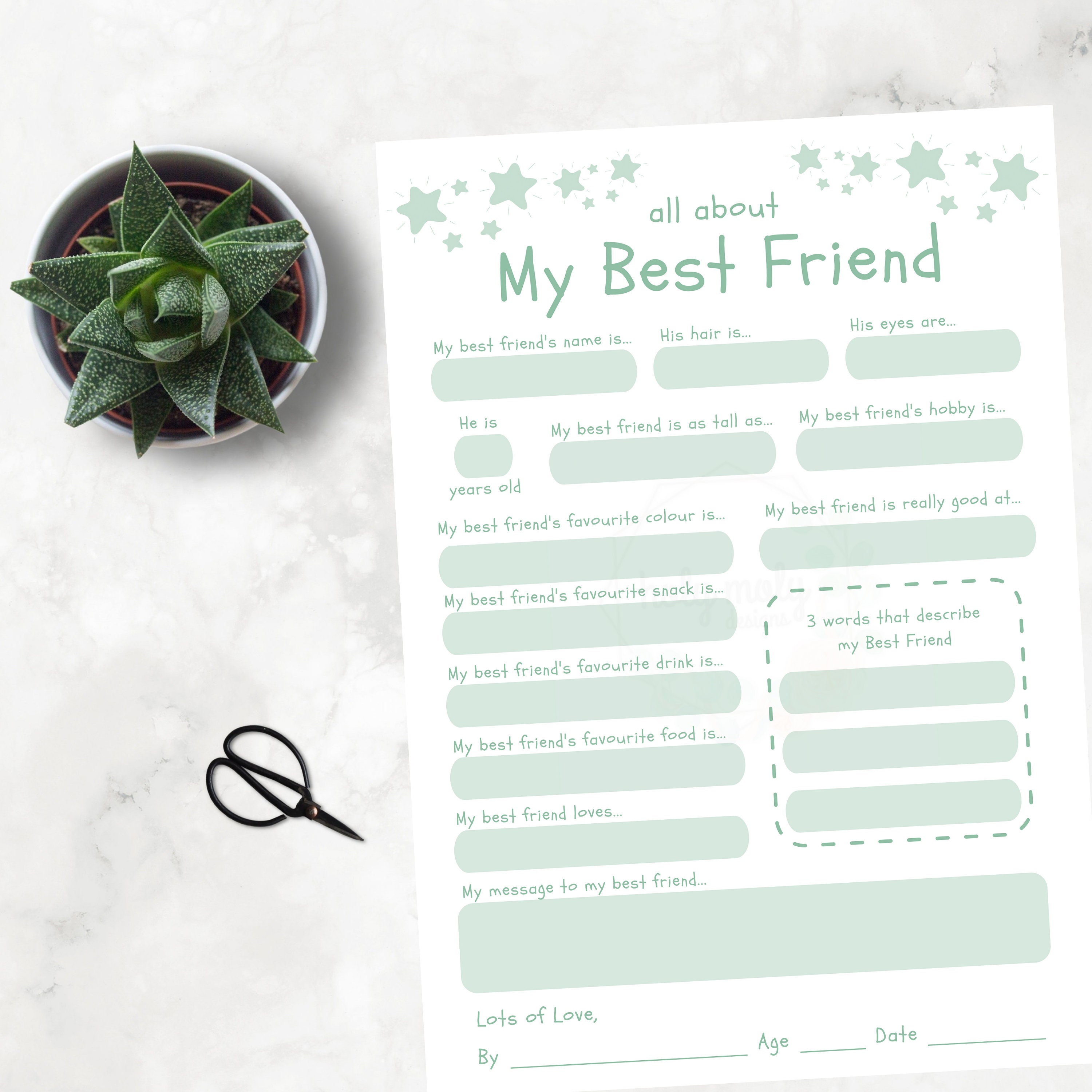 All about my Best Friend Print Toddlers Interview Fill in Etsy