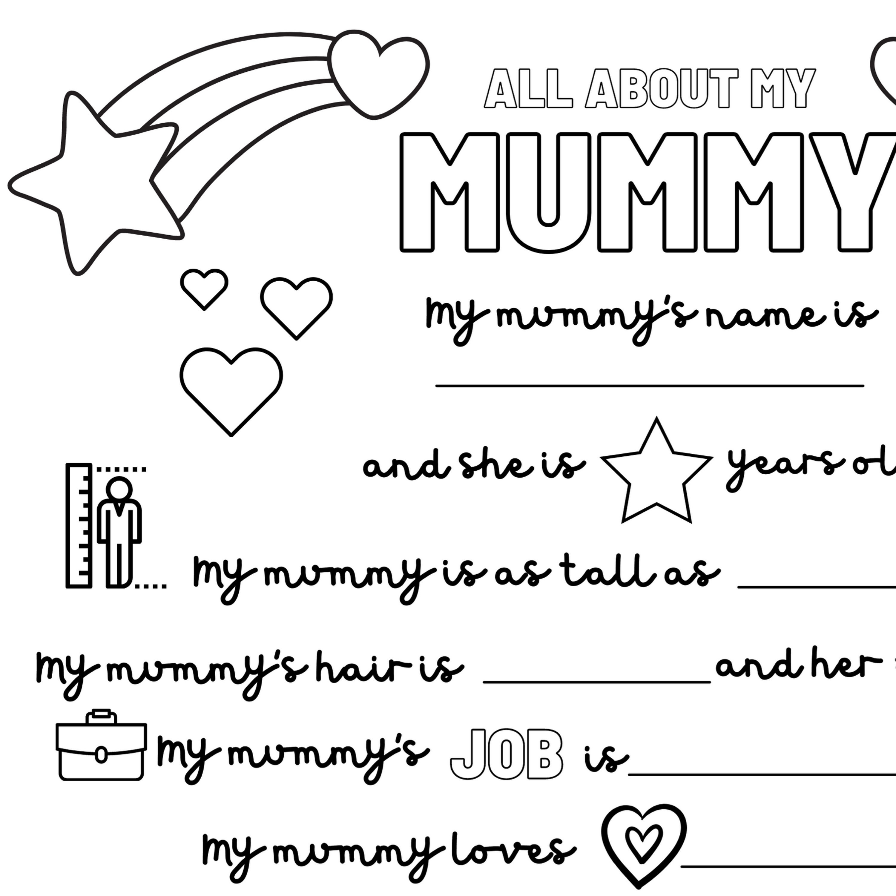 Best Mummy colouring activity Toddlers Interview Fill in | Etsy