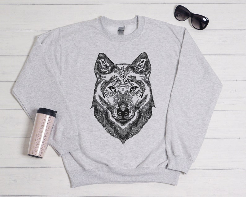 Vintage Wolf Sweatshirt Fall Sweatshirt Winter Sweatshirt | Etsy