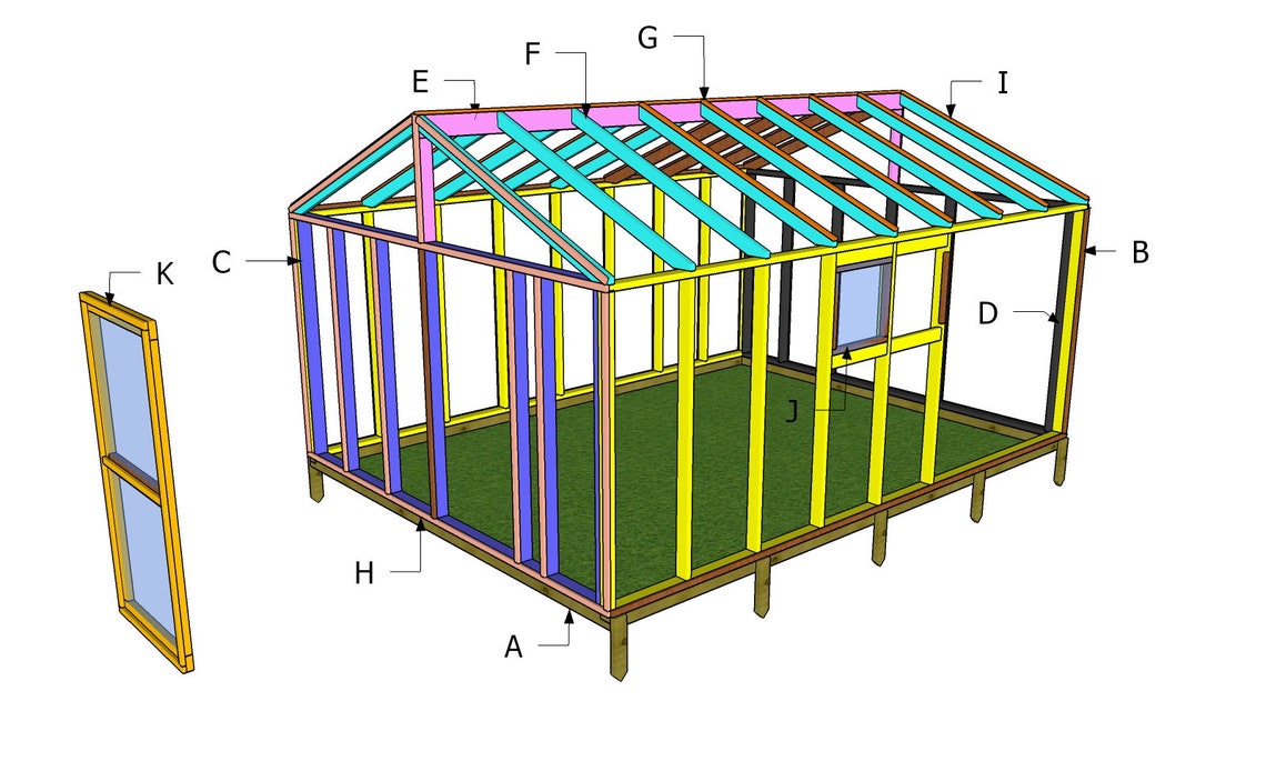 12x16 Gable Greenhouse Plans Etsy
